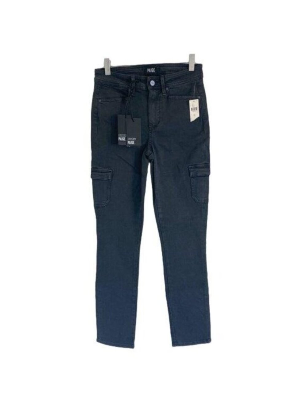 Paige Vintage Black Stone Skinny Cargo Jeans